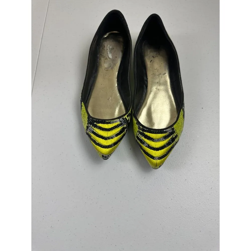 Embroidered Green & Black Snake Print Ballet Flats Size 6.5 - Image 10
