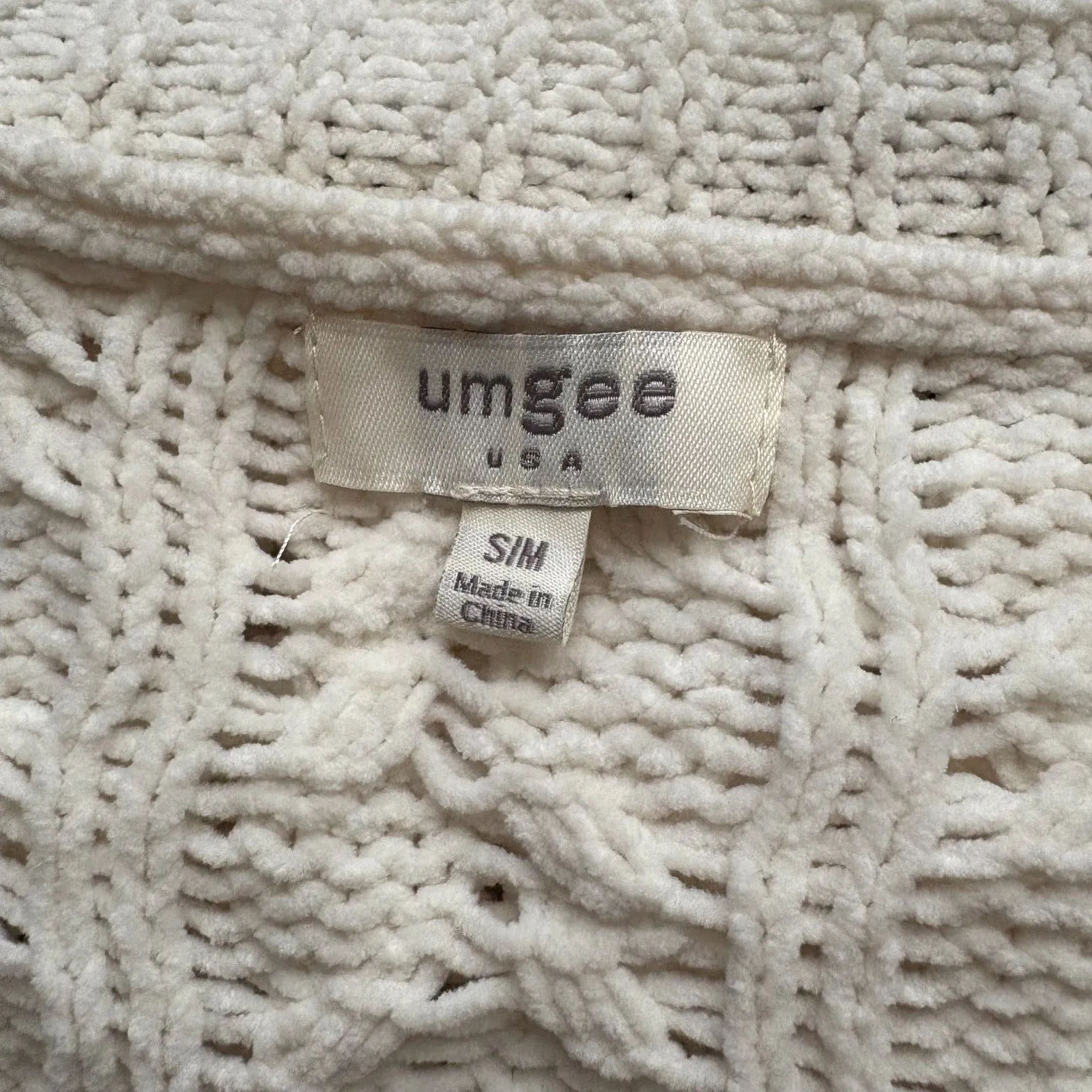 Umgee Chunky Knit Kimono Open Front Cardigan‎ Short Sleeve Cream Boho Size S/M - Image 4