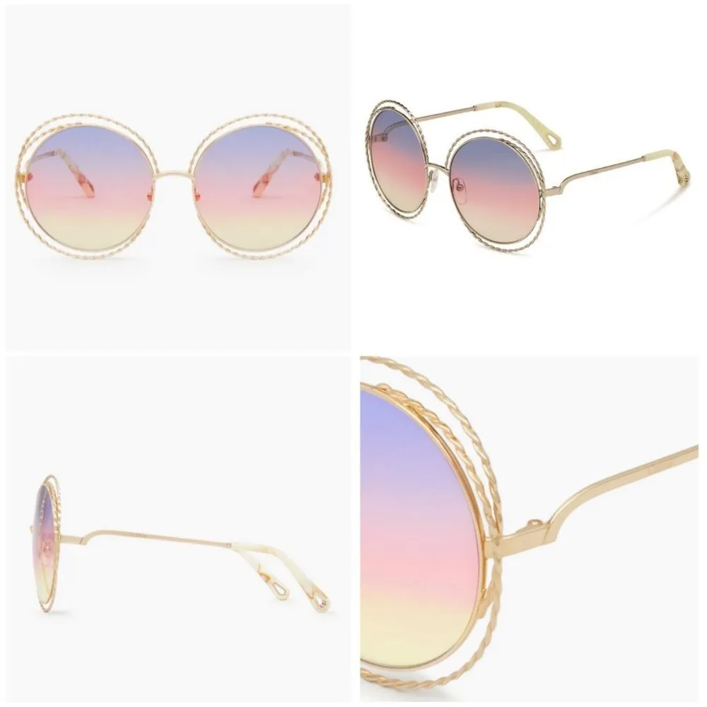 💕CHLOE💕 Carlina Twist Round Sunglasses ~ Gold Rainbow Gradient New in Box - Image 11
