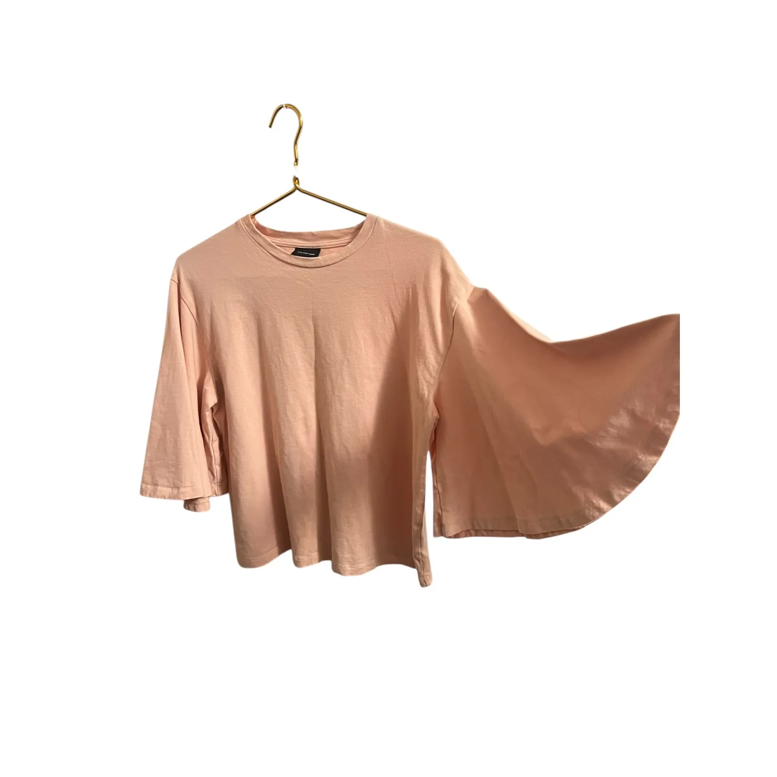 Who What Wear Pink Cotton Bell Angel Flared Sleeve Top Blouse Womens Size M - Image 2