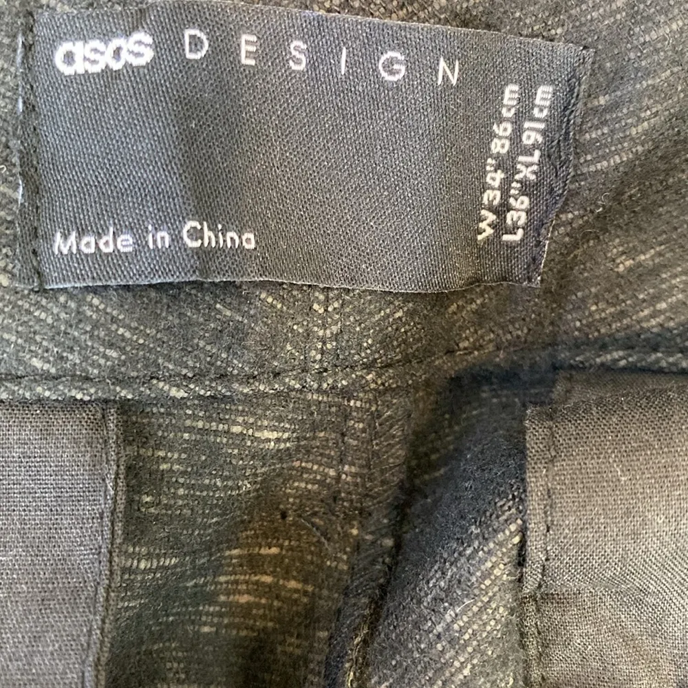 ASOS Black Faux Leather Full Length Relax Fit Trouser Pants 34 - Image 7