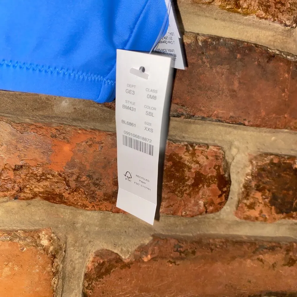 New J. Crew Blue Scrunchie Strap Bikini Swim Bathing Suit Top Women's Size XXS - Image 3