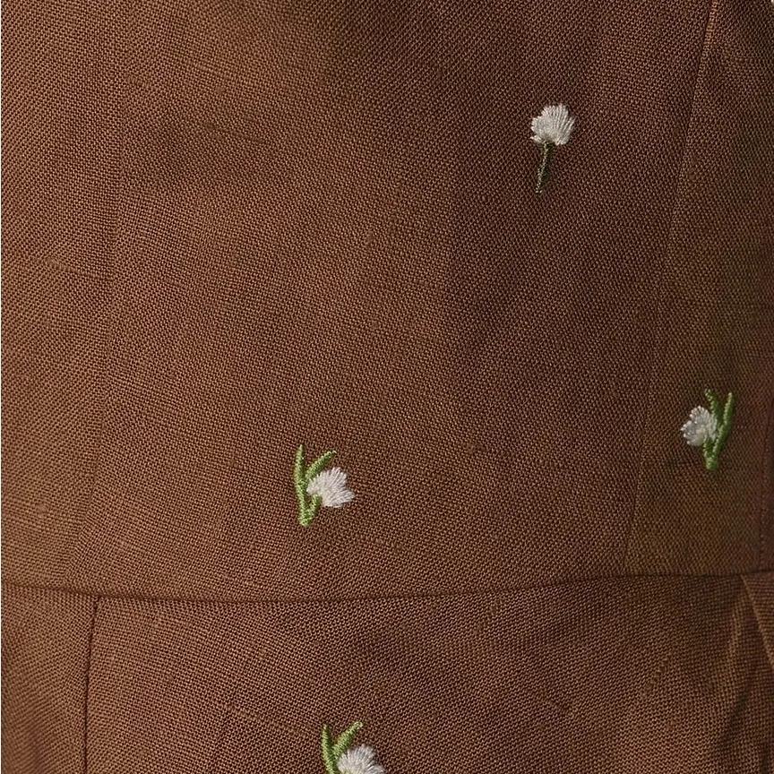 Fanm Mon Helaina Floral‎ Bow Front Sweetheart Neck Sheath Peplum Mini Dress Brown Size XL - Image 3