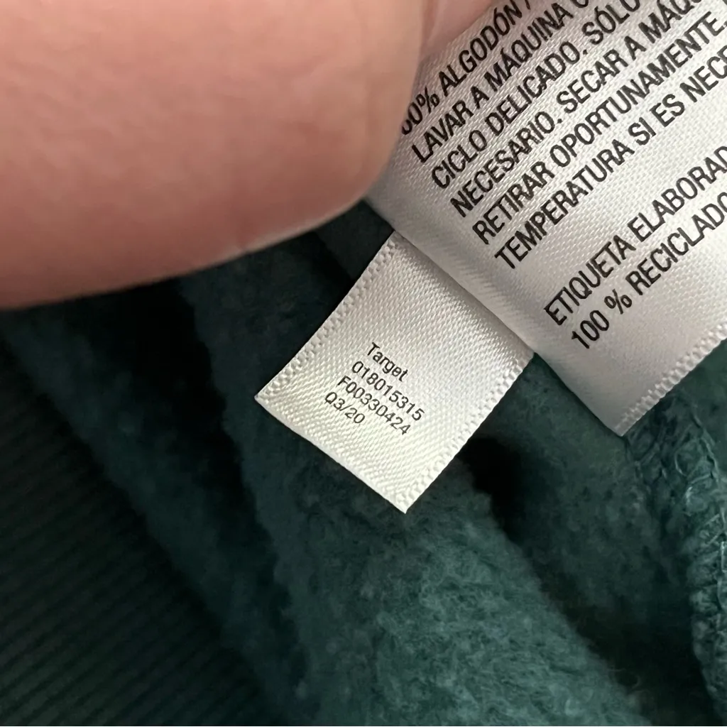 A New Day Mock Neck Cropped Sweatshirt Ram Skull Patch Dark Teal S - Image 5