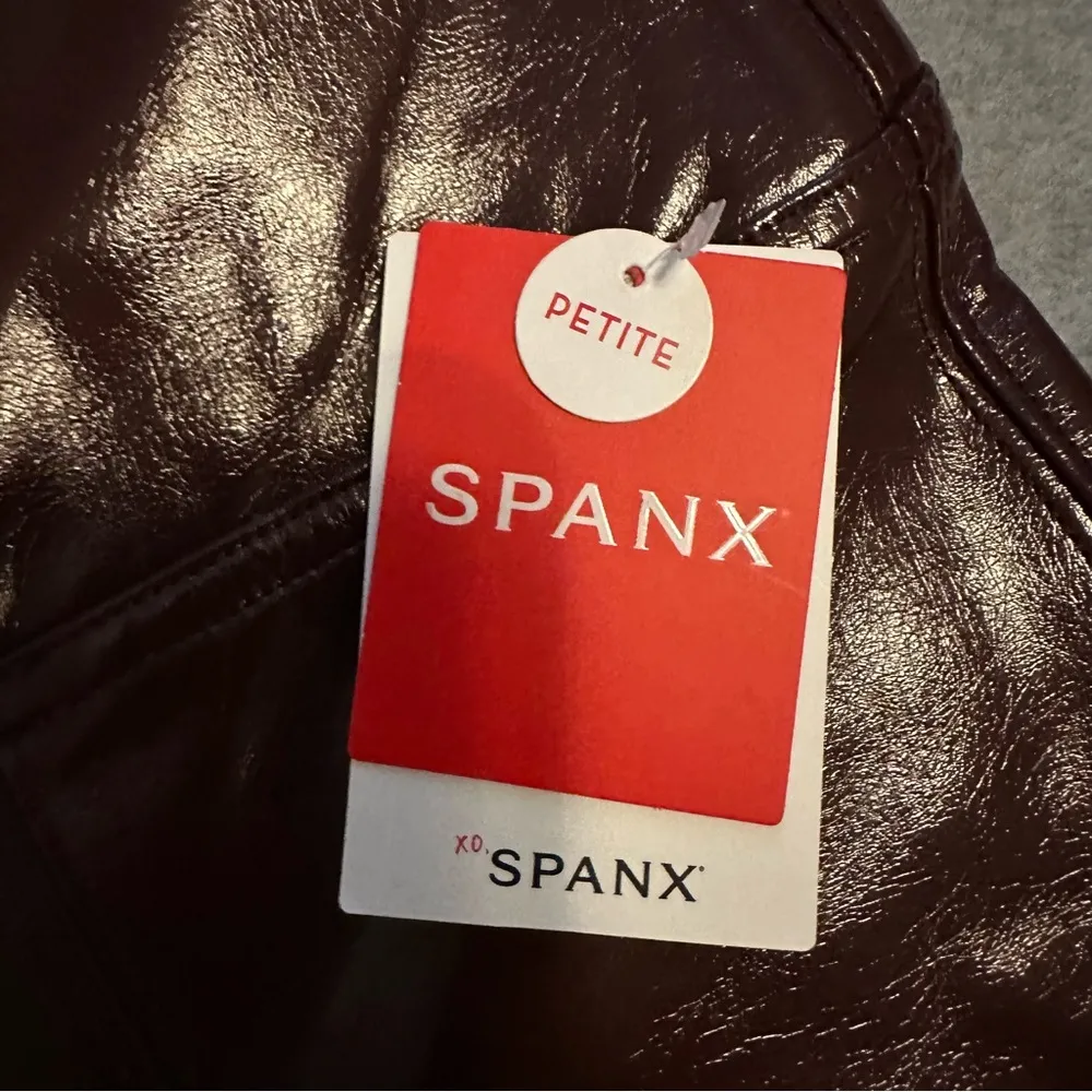 NWT Spanx Faux Patent Leather Leggings ruby size M petite - Image 11