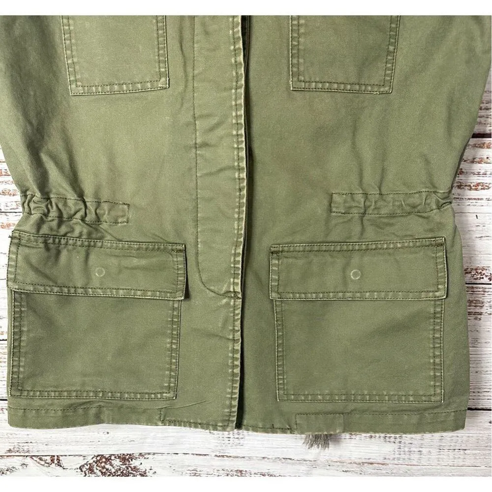 Fate Women's Sleeveless Cinch Waist Utility Vest Jacket Olive Green Size Small - Image 3