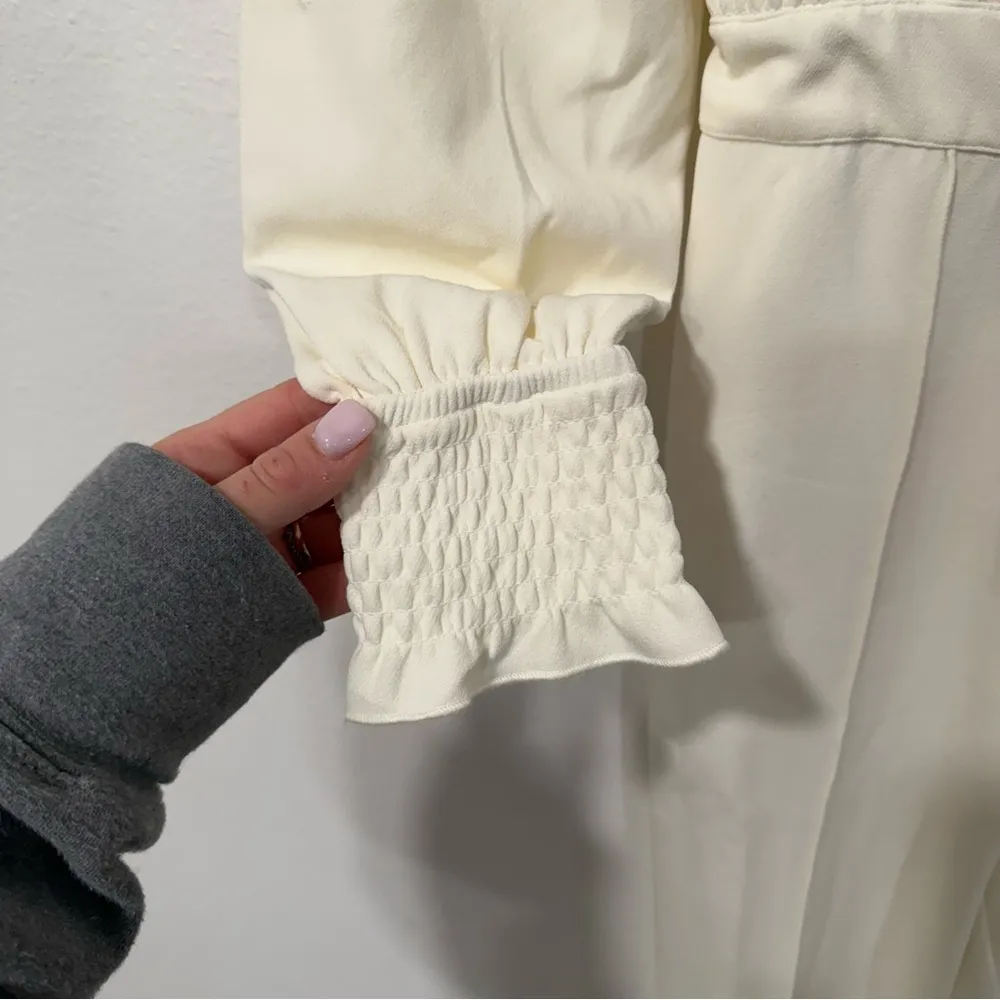 Ivy City Co Colette Cream Long Sleeve High Neck Lace Jumpsuit XXS White - Image 5