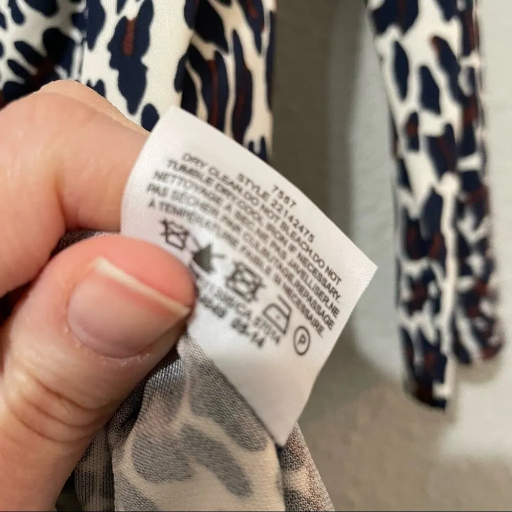 Tory Burch Ruched Leopard Print Bodycon Mini Dress Long Sleeve Womens L Animal - Image 7