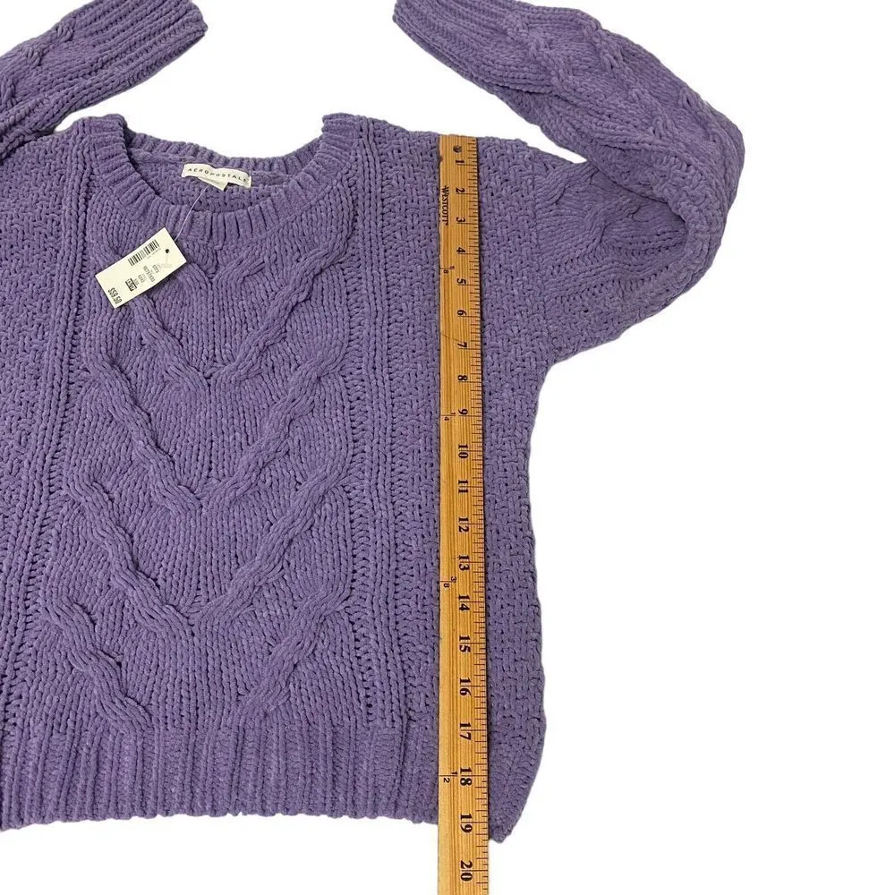 Aeropostale Women’s XS Chunky Knit Purple Pullover Sweater CrEwneck NEW - Image 7