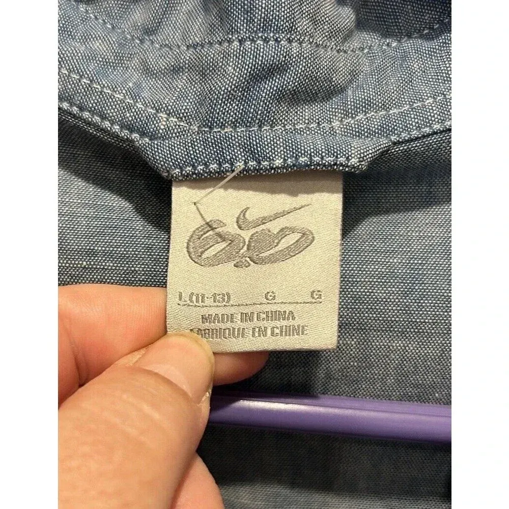 Nike‎ 6.0 Women's Size Large Blue Button Up Shirt Organic Cotton Linen Blend - Image 5