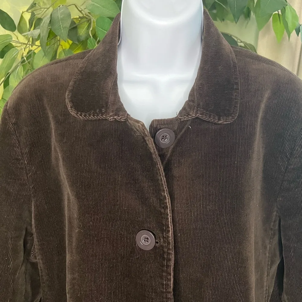 TALBOTS Size 14 Corduroy Brown Blazer, Button Down - Image 2