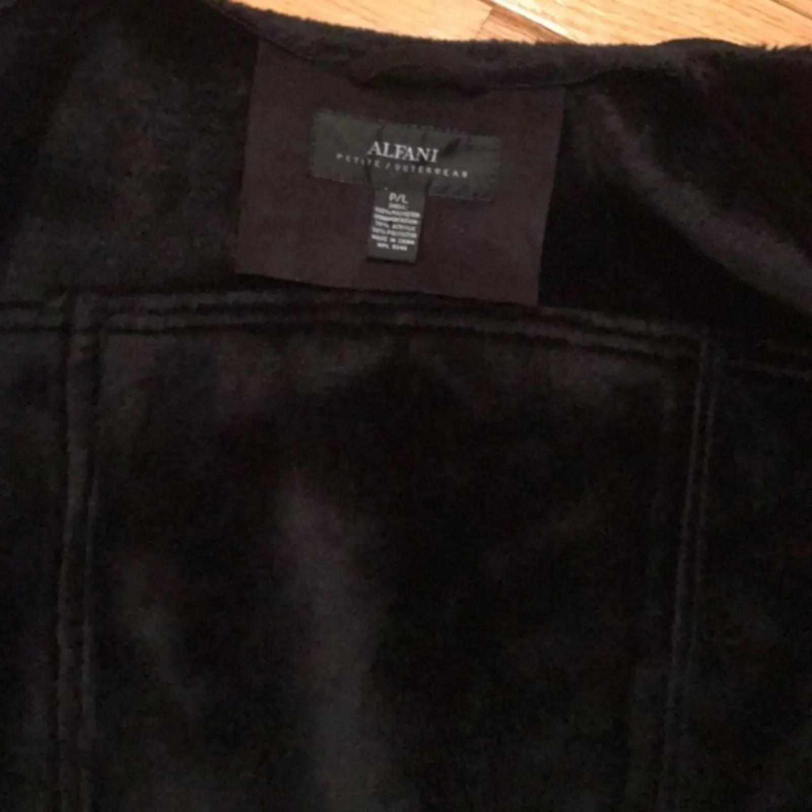 Alfani Suede Faux Fur Vest Black Petite L - Image 6