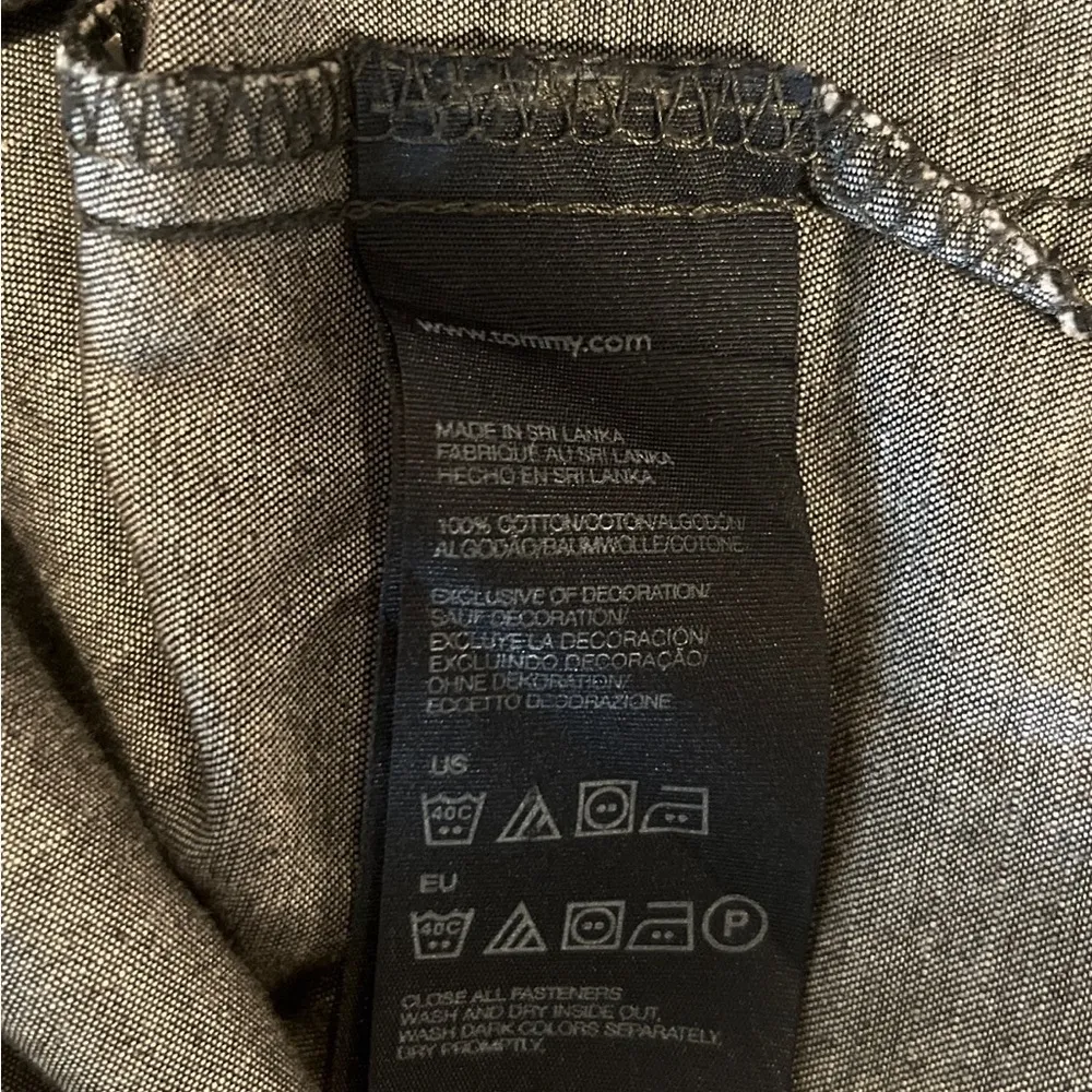 Tommy Hilfiger Dark Wash Lightweight Denim Collared 3/4 Sleeve Shirt Dress Sz M - Image 8