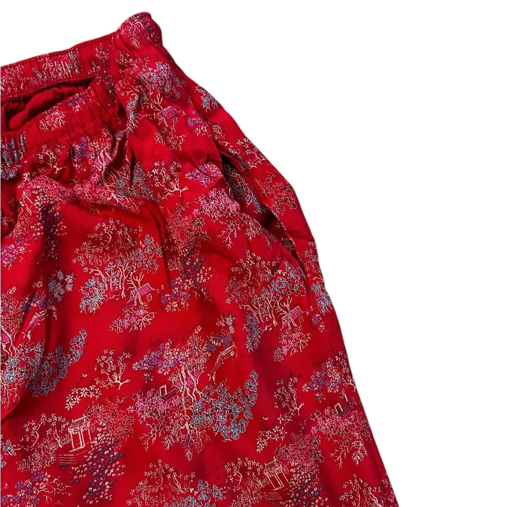 CLIO Vintage Oriental Brocade Pants Cropped 80s Asian Size Small Red - Image 3