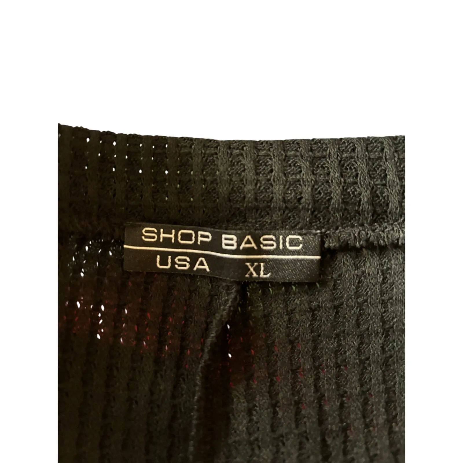 Shop Basic USA Black‎ Waffle Knit Top with Button Detail - Image 5