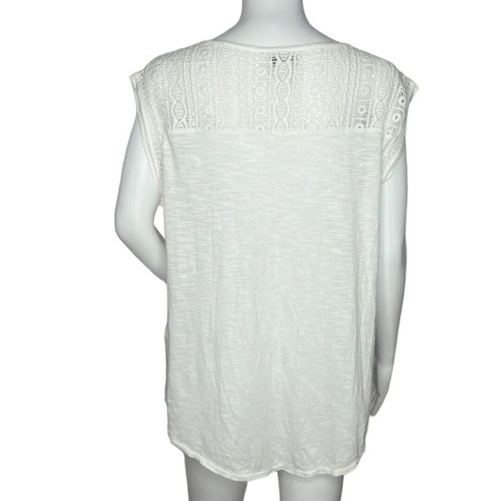 Lucky Brand Blouse Women's Medium White‎ Crochet Tassels Boho Chic Bohemian - Image 4