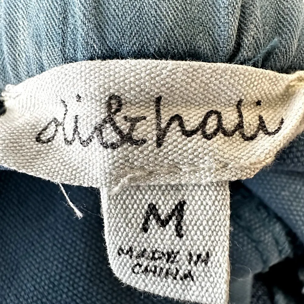 Oli & Hali Mineral Washed High Waist Tie Front Pants Paperbag Trousers Tapered M Blue Size M - Image 3