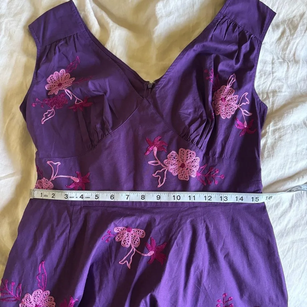 eShakti Purple Dress with Pink floral embroidery - Image 14
