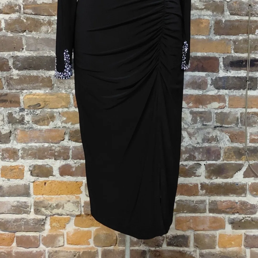 Betsy & Adam Formal Evening Dress Size 6 Black Beaded Cocktail Party Wedding - Image 10