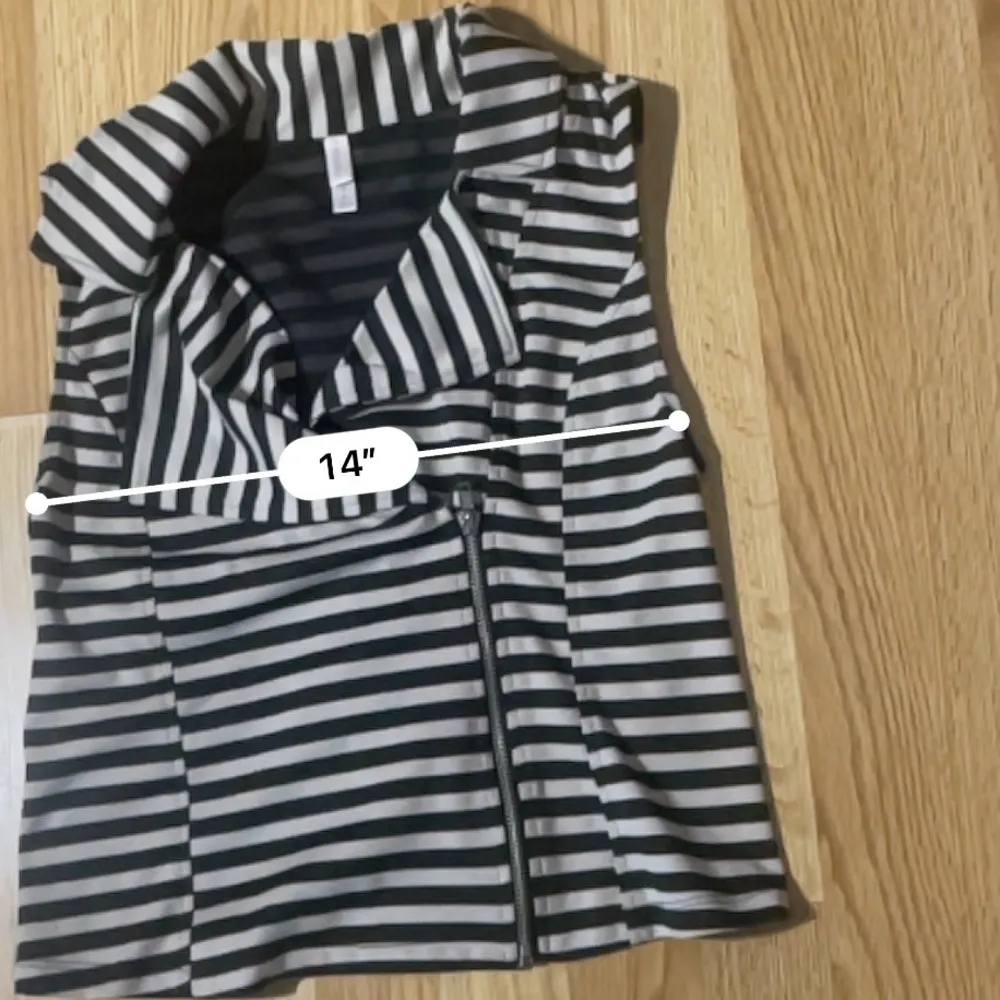 Xhilaration Vest Womens Size small Sleeveless With Zipper Striped cream black - Image 10