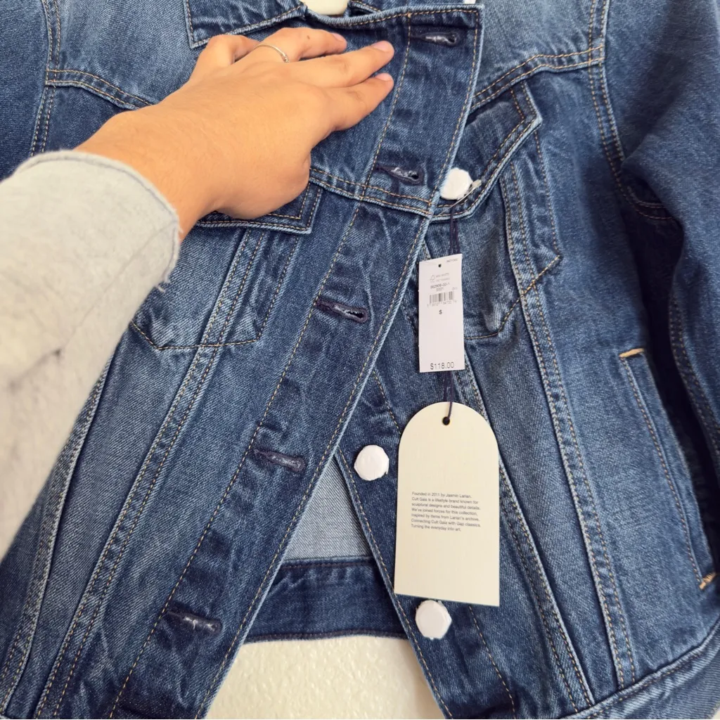 Cult Gaia NWT Gap x  Asymmetrical Denim Jacket Women's Size small - Image 7