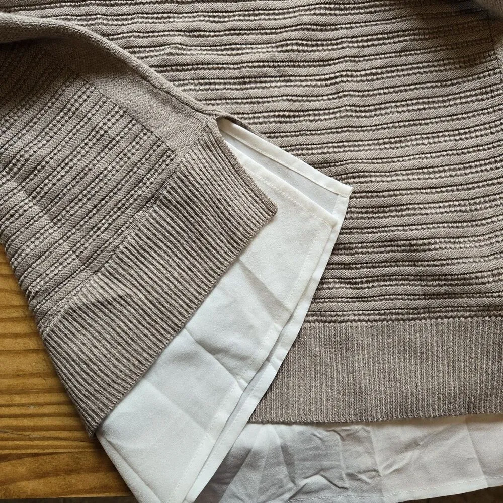 Hilary Radley Womens Medium Long Sleeve V-Neck Sweater Heather Mocha Layered Loo - Image 7