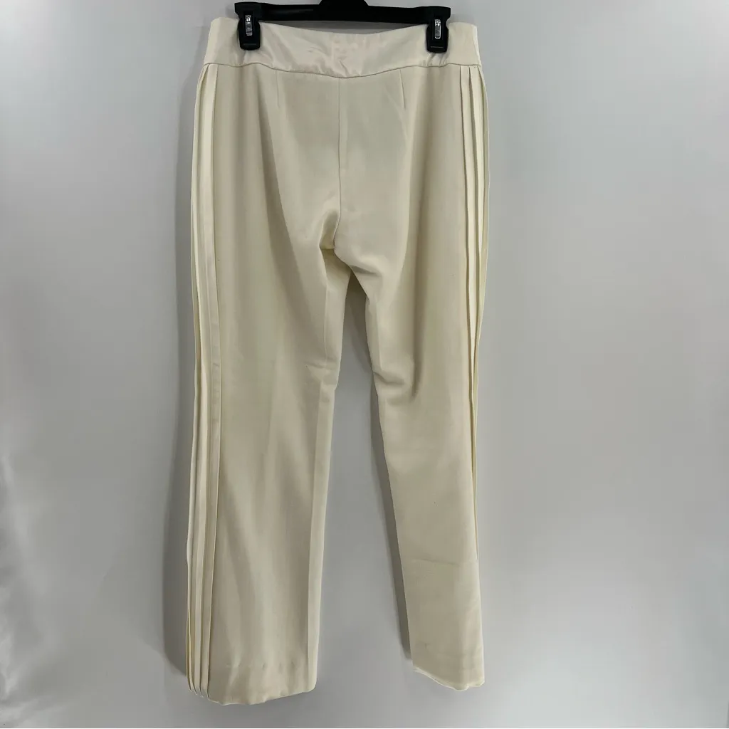 Vintage Cache satin trim side tuxedo pleated pants cream size 6 Made in Canada - Image 4