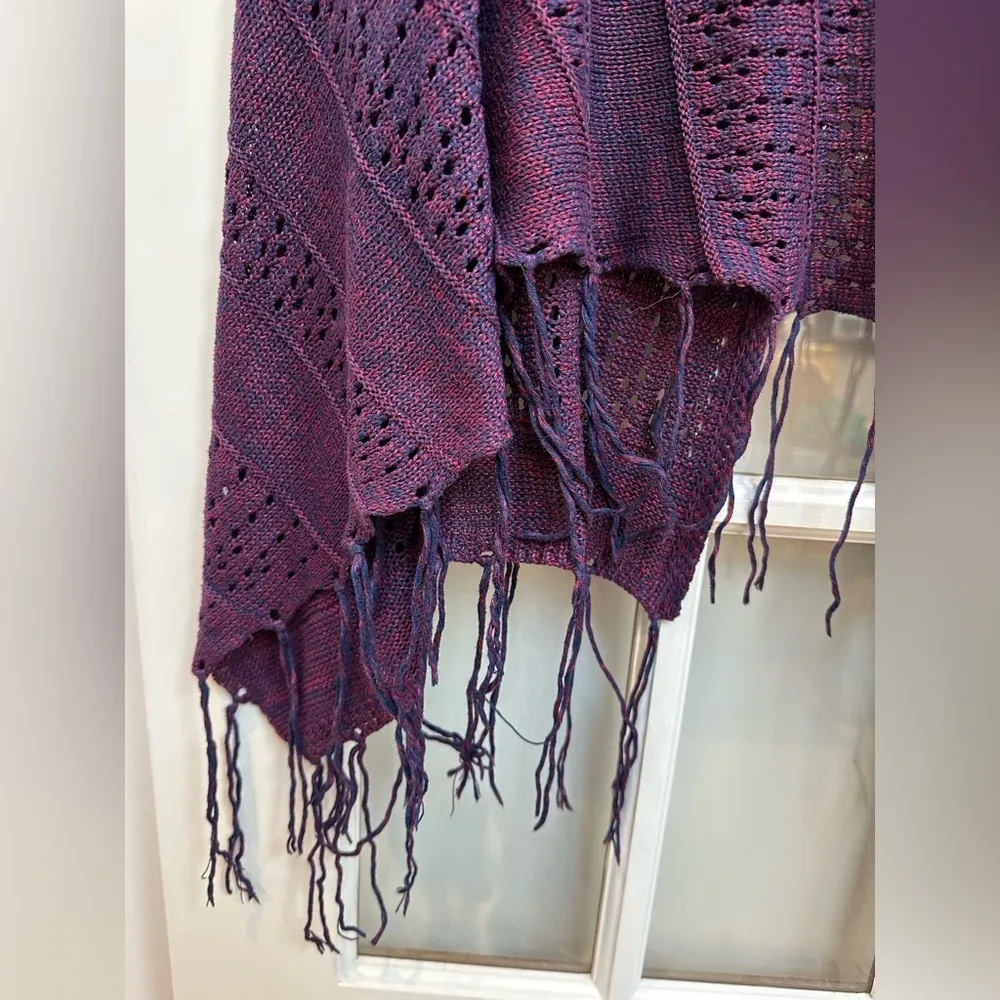 LuLaRoe Purple Mimi Fringe Knit Button Poncho Shall Cardigan Size O/S Fits All - Image 7