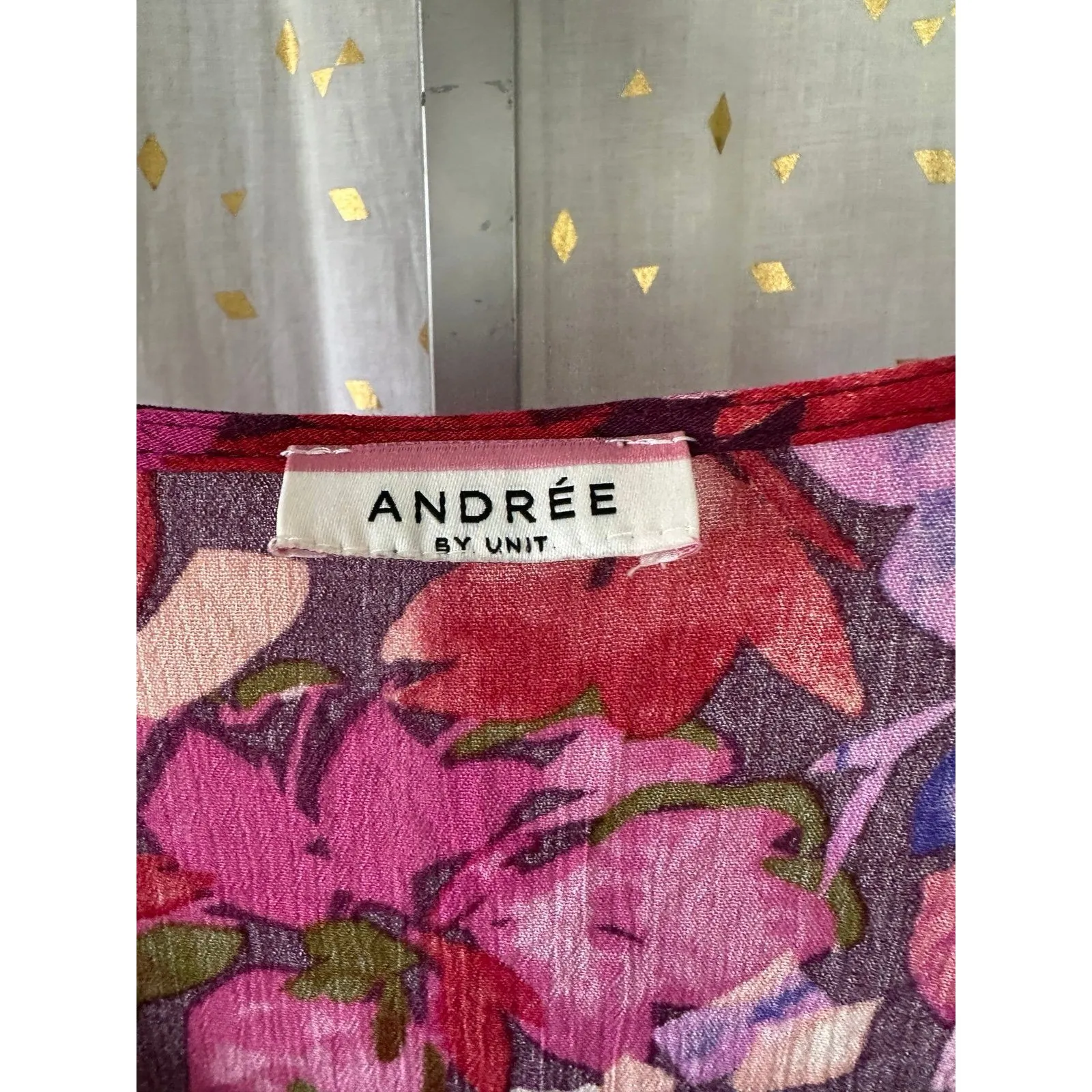 Andree By Unit All Over Watercolor Floral Bell Sleeves Empire Babydoll Blouse S - Image 5