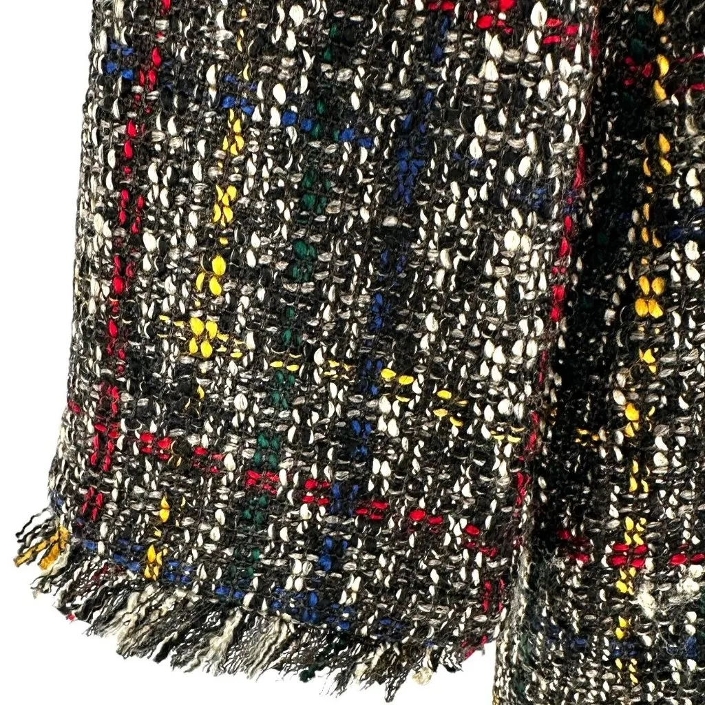 J. McLaughlin Black/Multicolor Walden Tweed Coat Size Large Long Jacket - Image 4