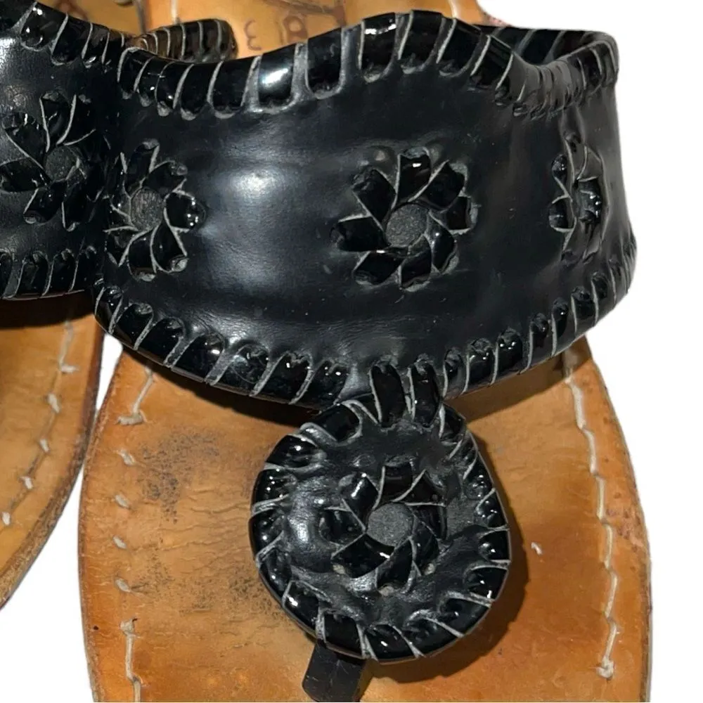 Jack Rogers 1960 Hamptons whipstitched black leather thong sandals! - Image 3