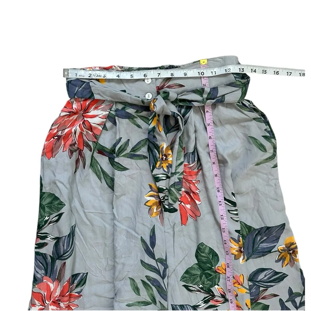 Patrons of Peace Pants Womens Small Gray Blue Floral Tropical Wide Leg Palazzo - Image 4