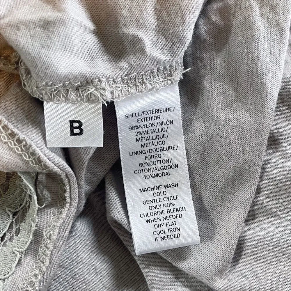 Ann Taylor LOFT Silver Beige Gray Lace Tank Top Metallic Layer Size Small - Image 8