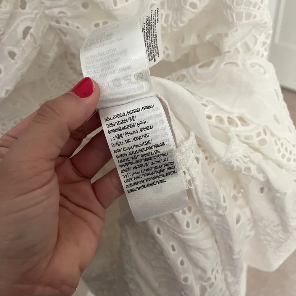 NWT Farm Rio White Cotton Midi Eyelet Dress Puffed Sleeve - Image 7