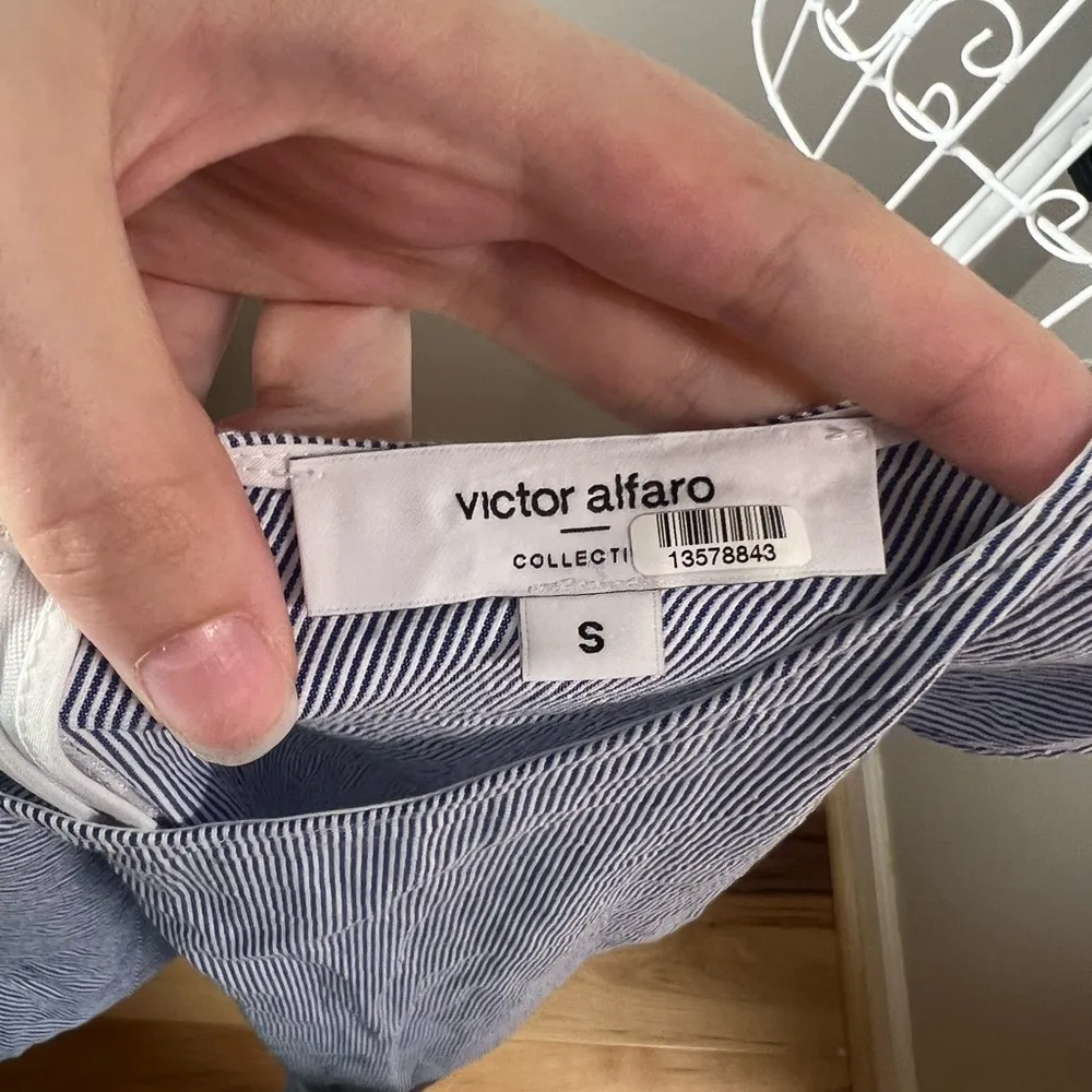 Victor Alfaro X RTR Pinstripe Sleeveless Top Blue And White Stripes 100% Cotton - Image 7