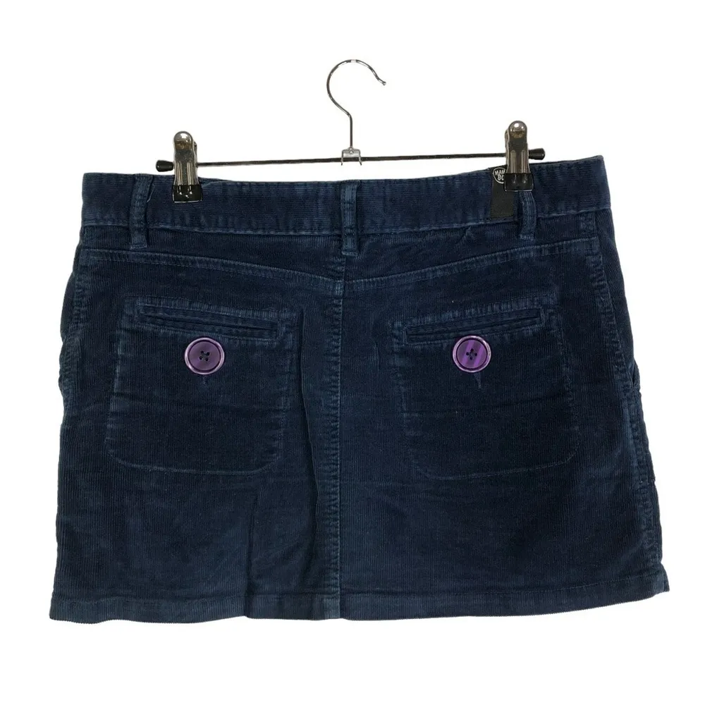 Vintage Y2K Mambo Navy Blue Purple Button Corduroy Micro Mini Skirt 8 - Image 2