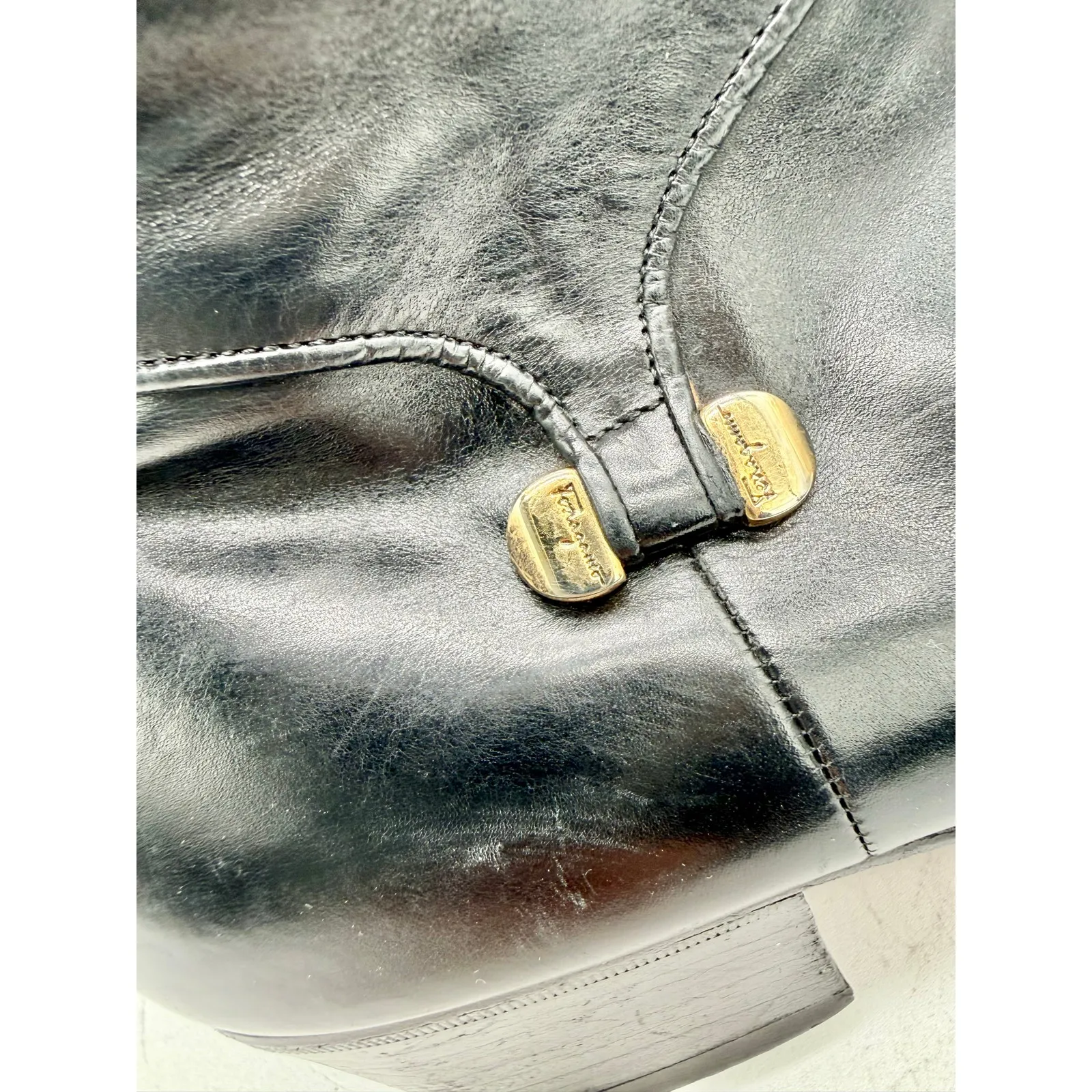 Salvatore Ferragamo Riding Boots Black Leather Women’s 10 AAAA Ultra Narrow - Image 8