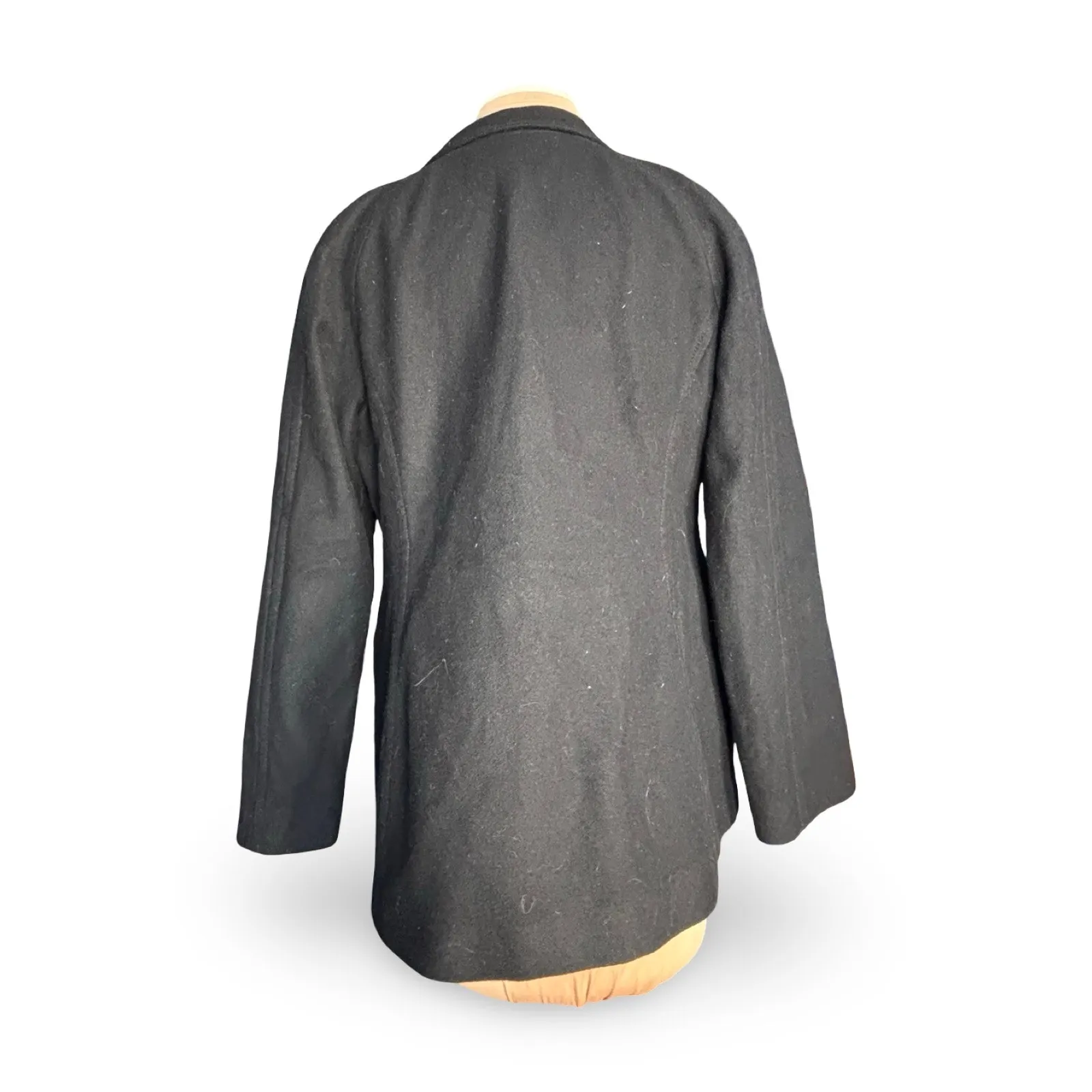 Banana Republic Italian Wool Blend Black Coat Large Classic Winter Warm Timeless - Image 4