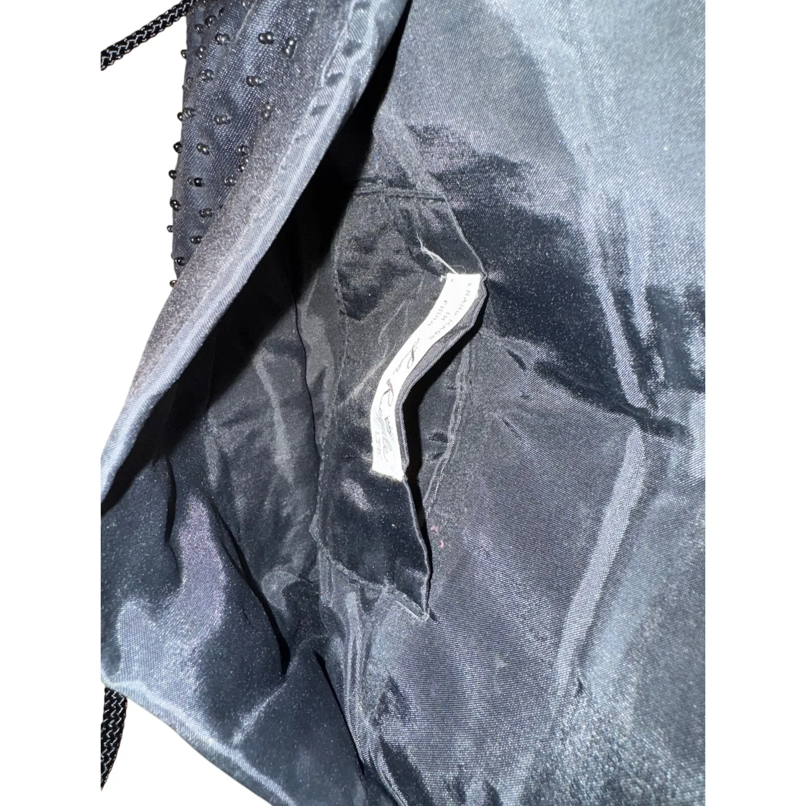 Clutch Purse / La Regale / Shoulder Bag / Satin / black beaded / Vintage - Image 3