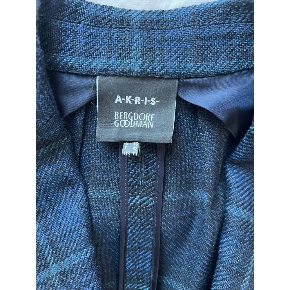Akris Glenn Cotton-Silk Plaid Blazer Size 10 MSRP $3,990 - Image 9