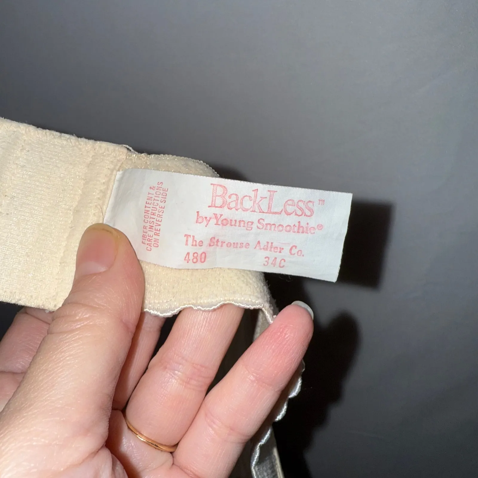 Vintage BackLess Lace Boned Corset The Strouse Adler Co Beige Floral Mesh Tan Size undefined - Image 4