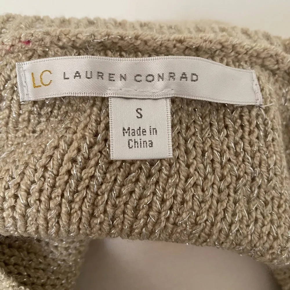LC Lauren Conrad ✅lauren Conrad Sweetheart Sweater Crewneck Pullover Gold Long Sleeve Sz S - Image 6