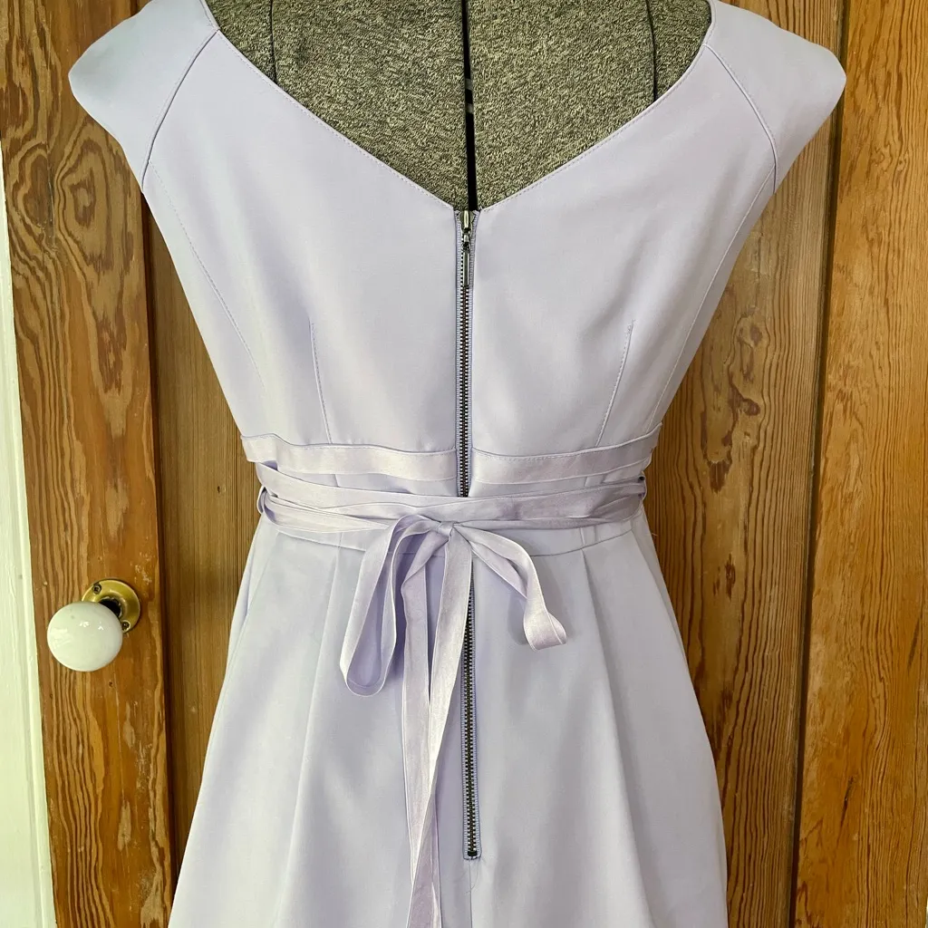 Nanette Lepore Lavender Feminine Romantic Fit & Flare Dress Ribbon Waistband~4 - Image 8