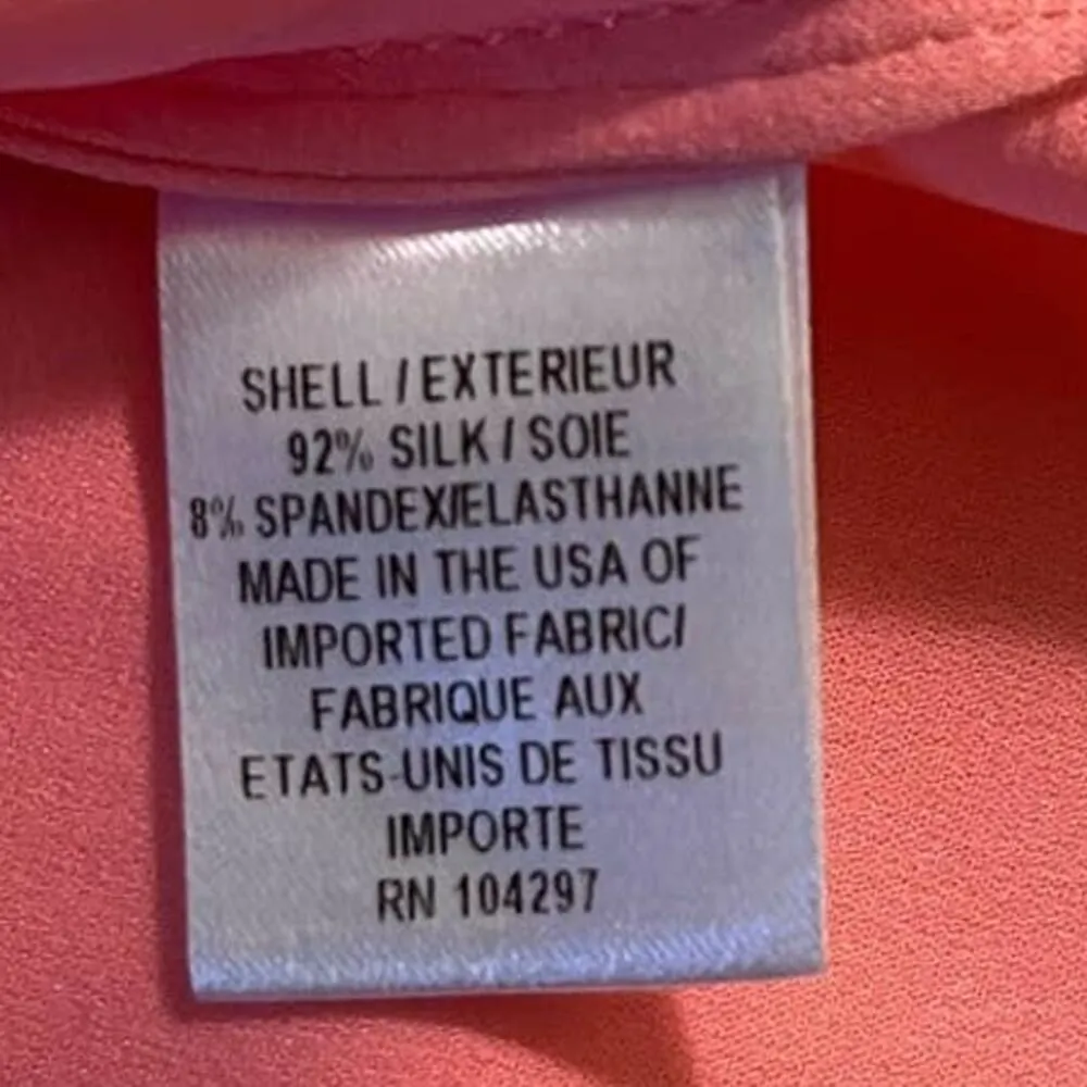 Vintage Milly of New York Women's Silk Blouse High Low Peach Classic Chic sz. 4 - Image 5