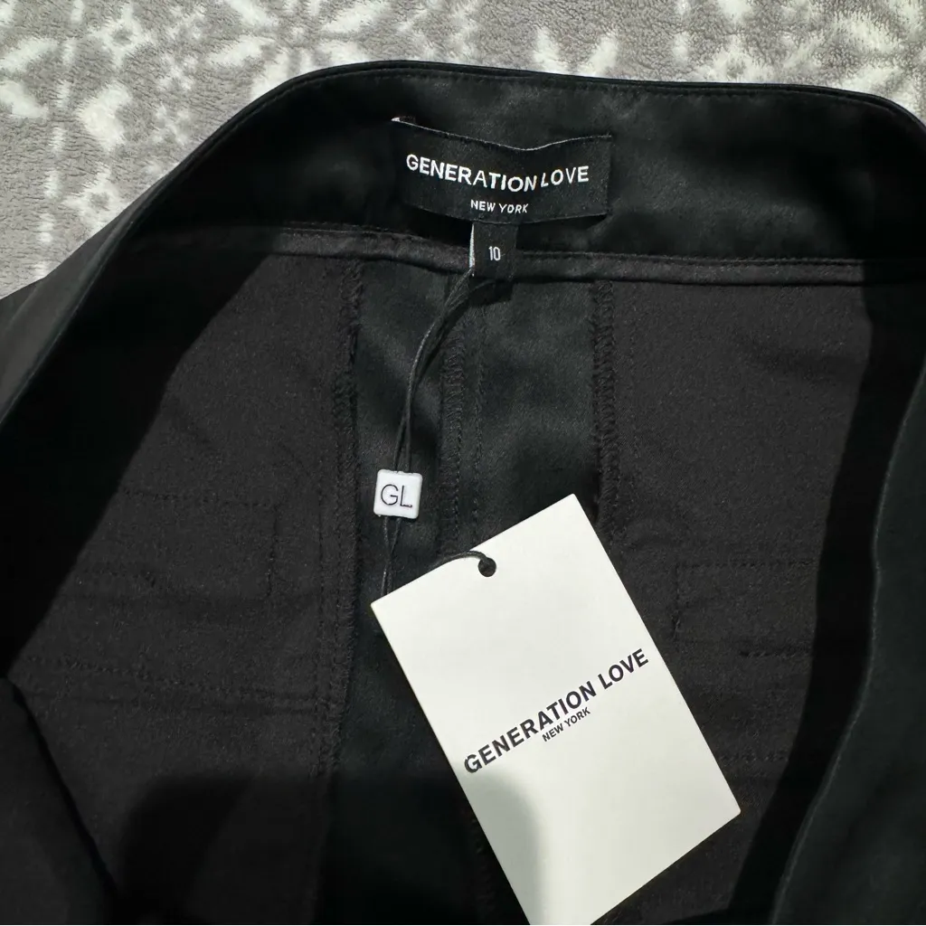 NWT Generation Love Portia Pleated Satin Pants In Black Size 10 - Image 7