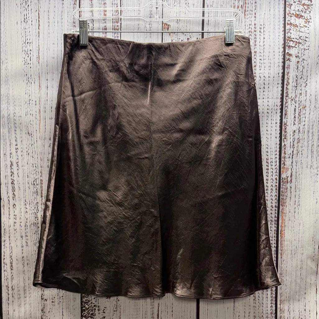 Aritzia Babaton Brown Satin Slip Pull On Mini Skirt Size 14 - Image 2