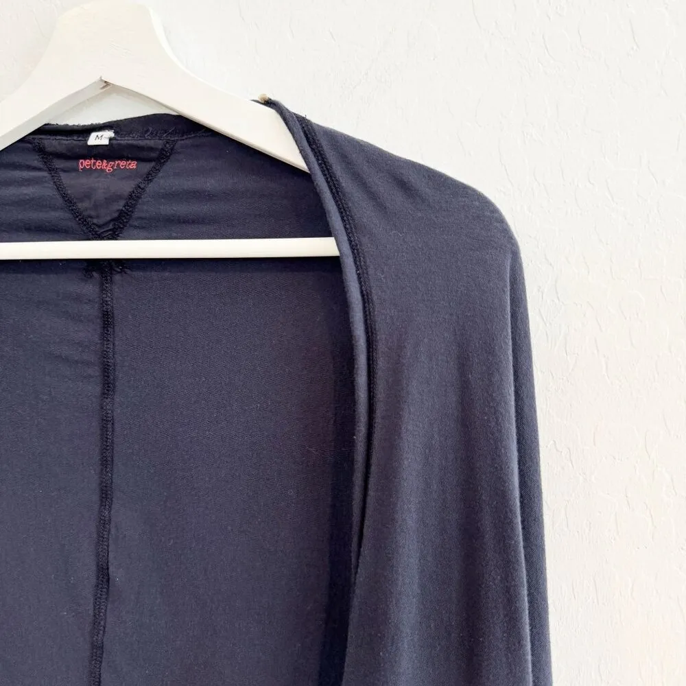 Pete & Greta Open Front Cardigan Top Johnny Was in Faded Black Boho Size Medium - Image 2