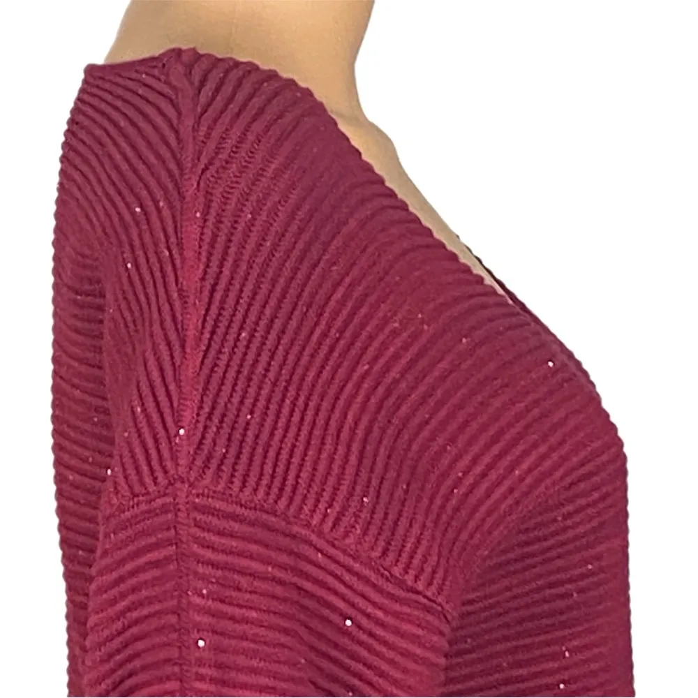 Tommy Bahama Bonita Sequined Sweater in Raspberry Ottoman stripes Small EUC - Image 5