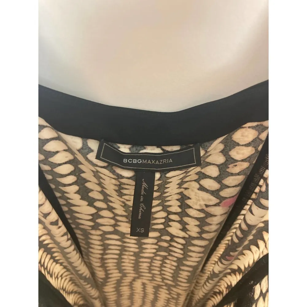 BCBGMAXAZRIA Black Printed Criss-Cross Back Hi-Low Midi Dress XS - Image 5