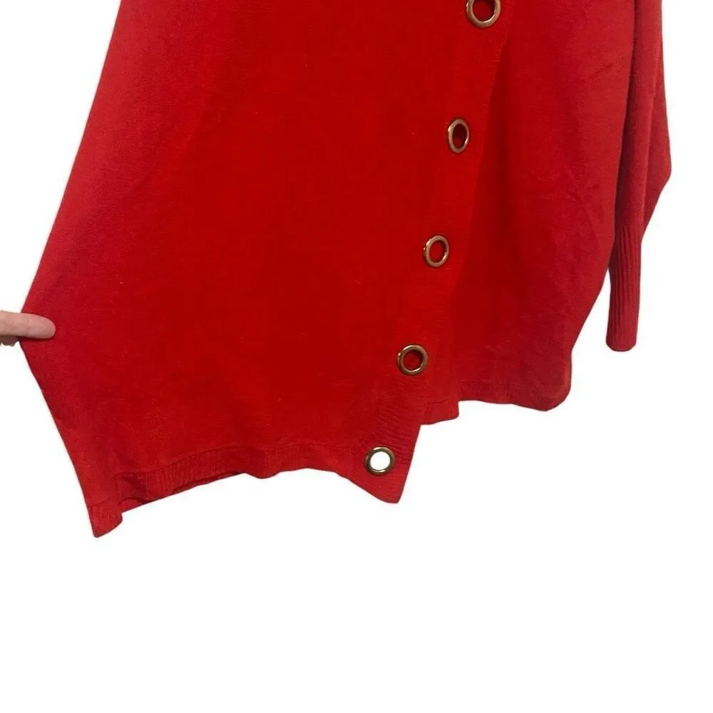 Notations size 2XL cowl neck sweaters red long sleeve button embellishments - Image 3